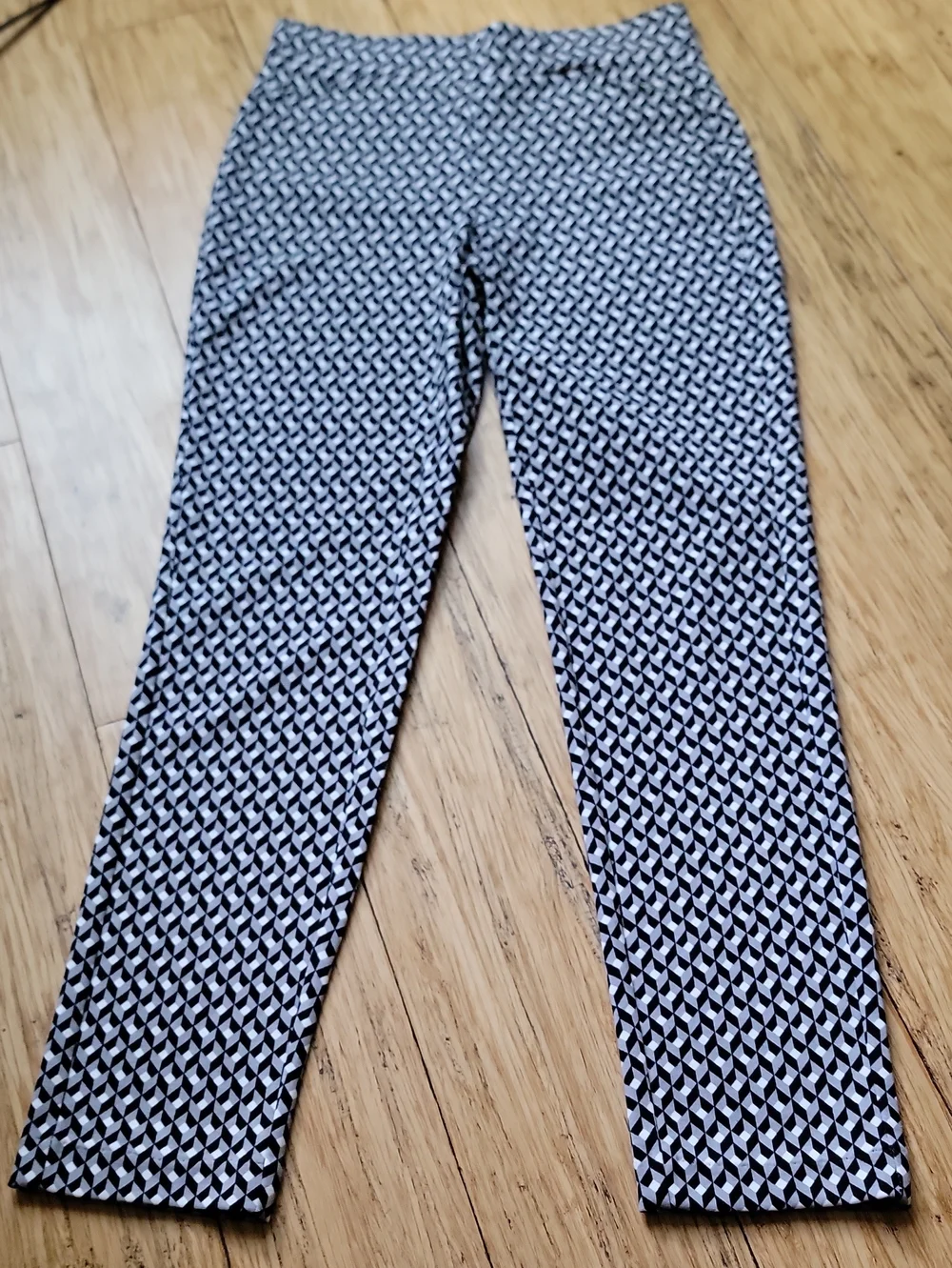 Michael Kors Black and White Geometric Pants with Gold Accent